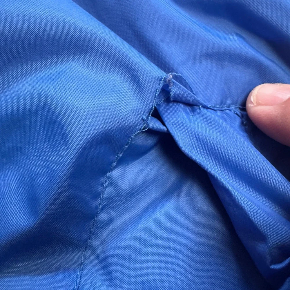 Vintage Adidas Men's Medium Full Zip Hooded Windbreaker Hidden Hood Jacket Blue